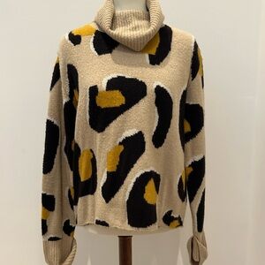 Moth Cowl Neck Sweater in Black, Tan, and Gold